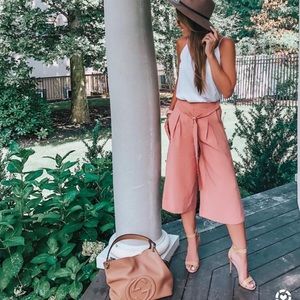 Wide leg cropped pants